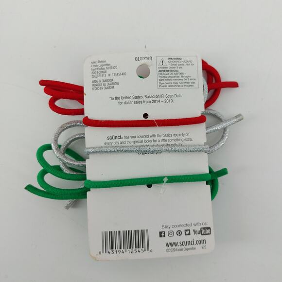 Scunci Christmas Red Silver Green Pom Pom Hair Ties Christmas Themed - Picture 5 of 7